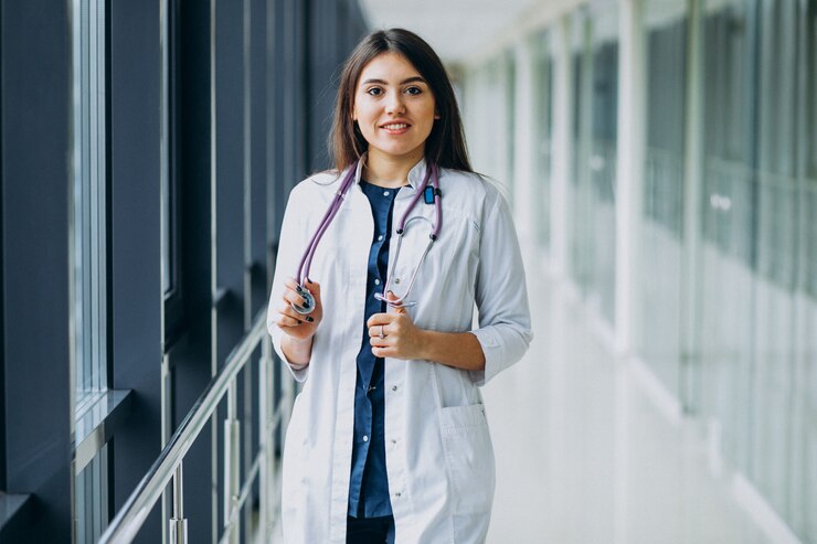 young woman doctor with stethoscope hospital_1303 20691